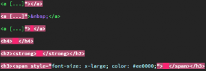 Bad code example - Opened tags like <a data-srcset=