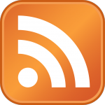 RSS feed icon - An orange background with radio waves from the bottom left corner