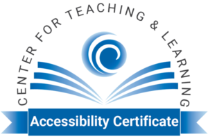 CTL Accessibility Certificate seal depicting the CTL logo over an open book, surrounded by the department name and the words Accessibility Certificate underneath