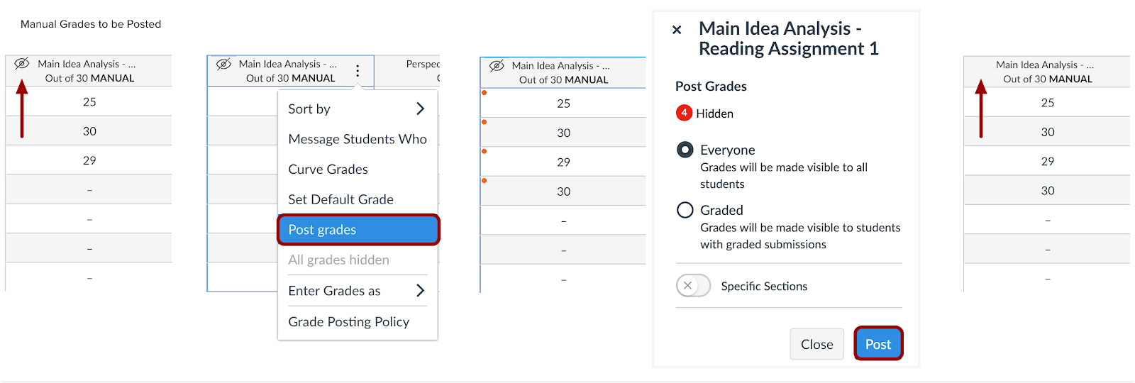 releasing grades to students