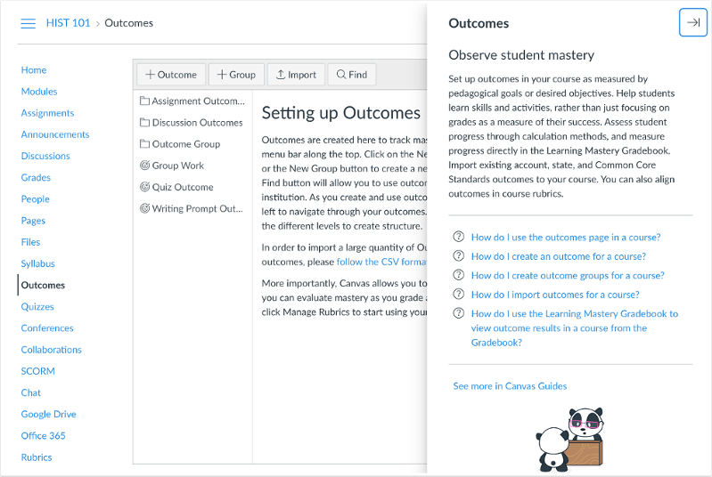 instructor tutorial menu